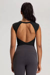Short Sleeve Open Cross Back Top