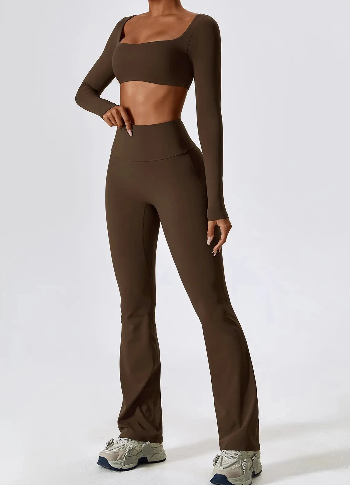 Brown Flare Leggings, Flare Tights