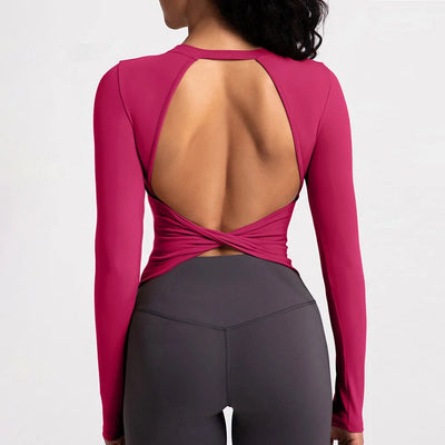 Long Sleeve Open Cross Back Top