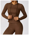 Brown fitted hoodie,front view